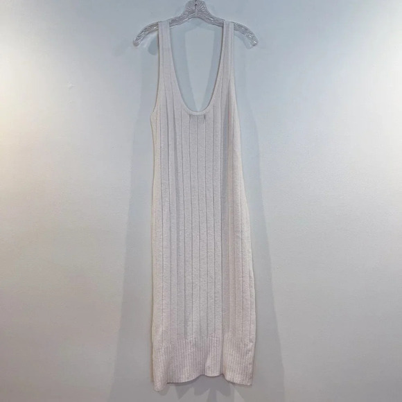 Weekend Stories Loreo Cream Cotton Blend Ribbed Scoop Neck Sleeveless Midi Dress - Picture 8 of 8
